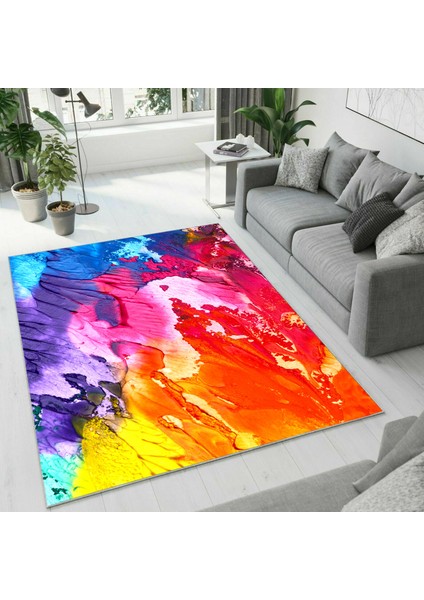 Dijital Baskı Dekoratif Kaymaz Taban Yıkanabilir Halı NO:1075