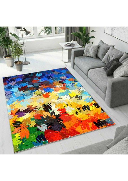 Dijital Baskı Dekoratif Kaymaz Taban Yıkanabilir Halı NO:1779