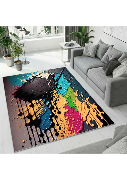 Dijital Baskı Dekoratif Kaymaz Taban Yıkanabilir Halı NO:1892