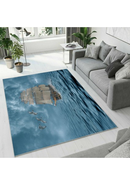 Dijital Baskı Dekoratif Kaymaz Taban Yıkanabilir Halı NO:1469