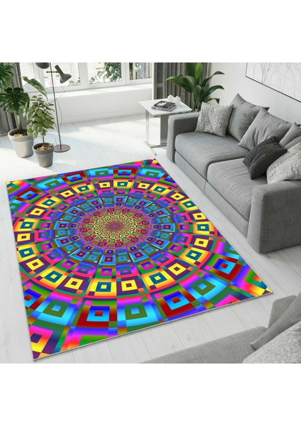 Dijital Baskı Dekoratif Kaymaz Taban Yıkanabilir Halı