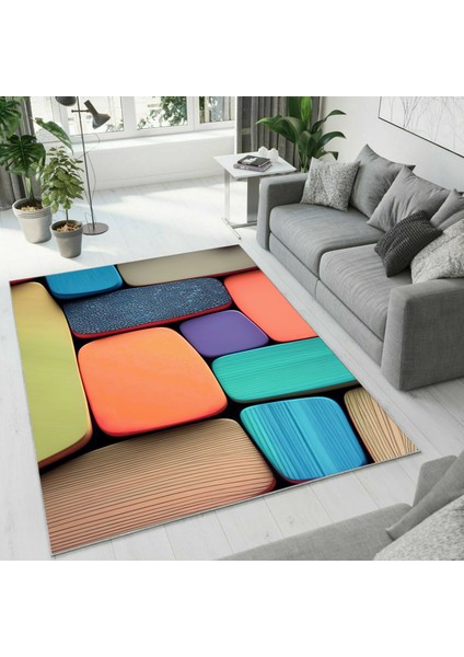 Dijital Baskı Dekoratif Kaymaz Taban Yıkanabilir Halı NO:1949