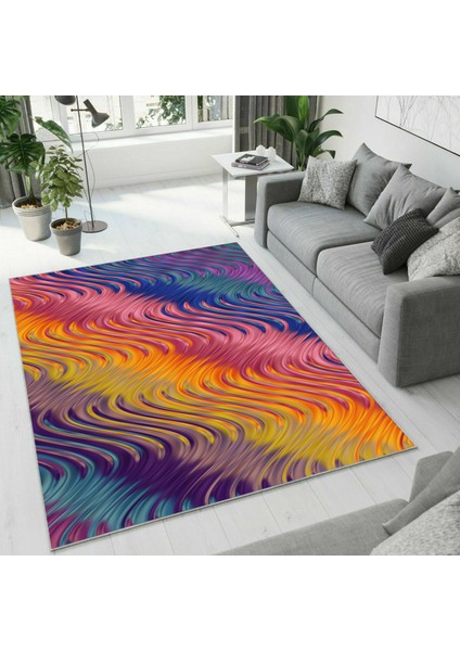 Dijital Baskı Dekoratif Kaymaz Taban Yıkanabilir Halı