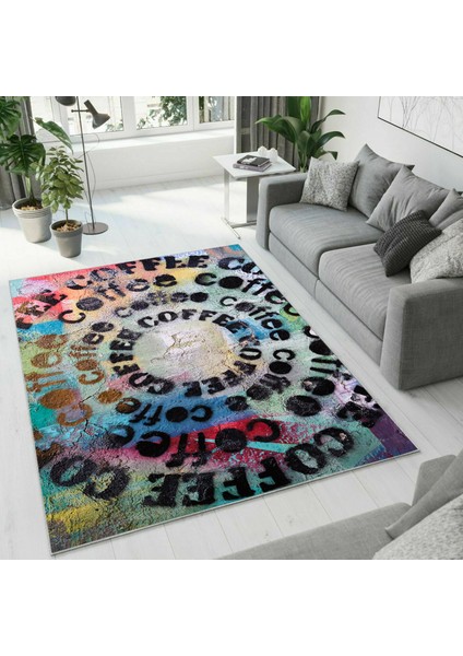 Dijital Baskı Dekoratif Kaymaz Taban Yıkanabilir Halı