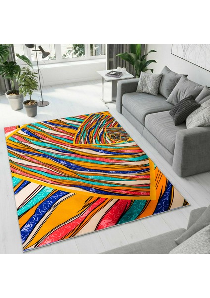 Dijital Baskı Dekoratif Kaymaz Taban Yıkanabilir Halı