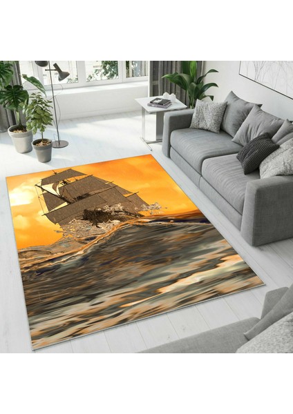 Dijital Baskı Dekoratif Kaymaz Taban Yıkanabilir Halı