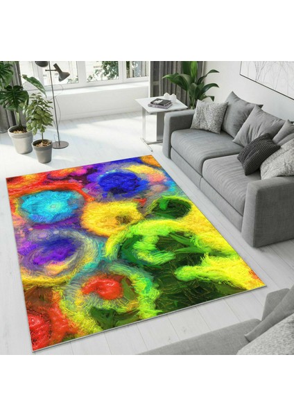 Dijital Baskı Dekoratif Kaymaz Taban Yıkanabilir Halı