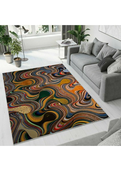 Dijital Baskı Dekoratif Kaymaz Taban Yıkanabilir Halı
