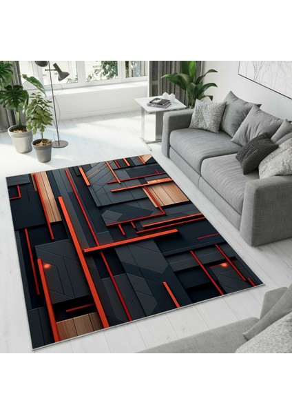 Dijital Baskı Dekoratif Kaymaz Taban Yıkanabilir Halı