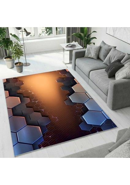 Dijital Baskı Dekoratif Kaymaz Taban Yıkanabilir Halı