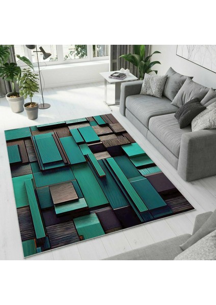 Dijital Baskı Dekoratif Kaymaz Taban Yıkanabilir Halı