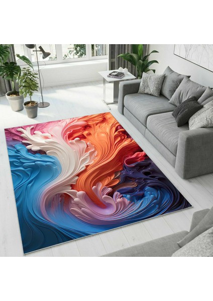 Dijital Baskı Dekoratif Kaymaz Taban Yıkanabilir Halı