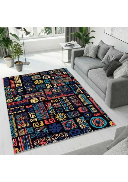 Dijital Baskı Dekoratif Kaymaz Taban Yıkanabilir Halı