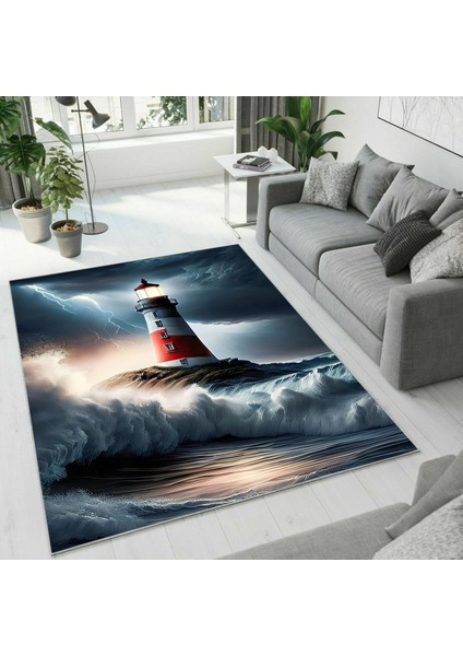 Dijital Baskı Dekoratif Kaymaz Taban Yıkanabilir Halı