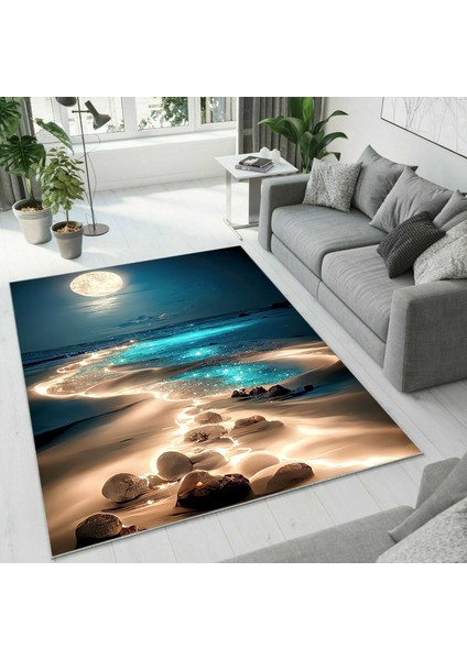 Dijital Baskı Dekoratif Kaymaz Taban Yıkanabilir Halı