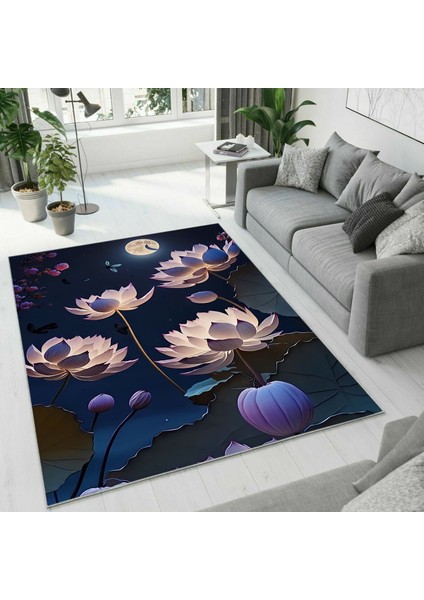 Dijital Baskı Dekoratif Kaymaz Taban Yıkanabilir Halı