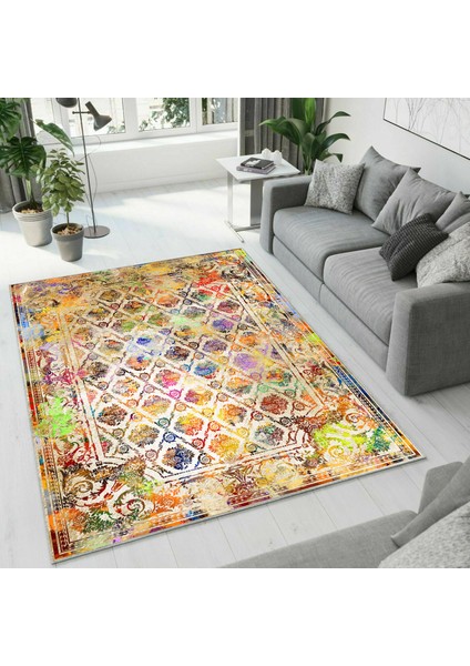 Dijital Baskı Dekoratif Kaymaz Taban Yıkanabilir Halı