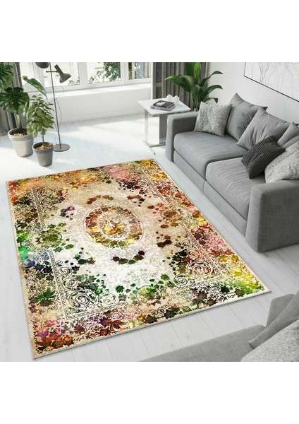 Dijital Baskı Dekoratif Kaymaz Taban Yıkanabilir Halı