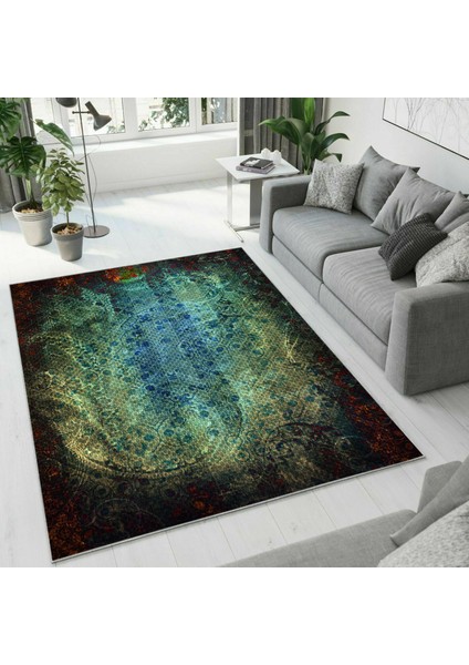 Dijital Baskı Dekoratif Kaymaz Taban Yıkanabilir Halı