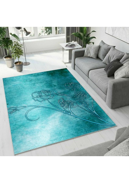 Dijital Baskı Dekoratif Kaymaz Taban Yıkanabilir Halı