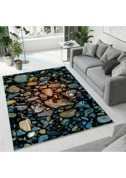 Dijital Baskı Dekoratif Kaymaz Taban Yıkanabilir Halı