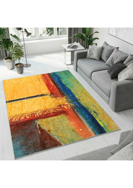 Dijital Baskı Dekoratif Kaymaz Taban Yıkanabilir Halı