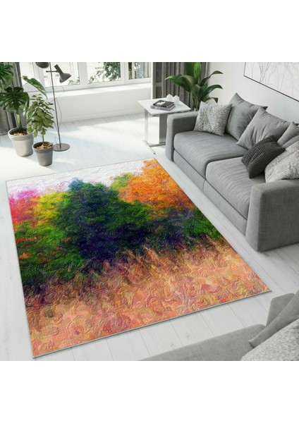 Dijital Baskı Dekoratif Kaymaz Taban Yıkanabilir Halı