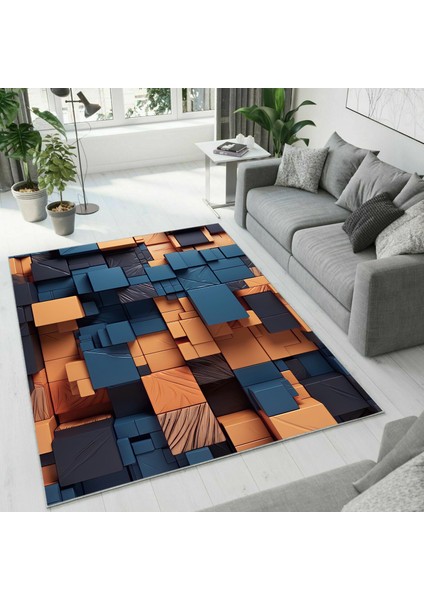 Dijital Baskı Dekoratif Kaymaz Taban Yıkanabilir Halı