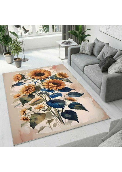 Dijital Baskı Dekoratif Kaymaz Taban Yıkanabilir Halı