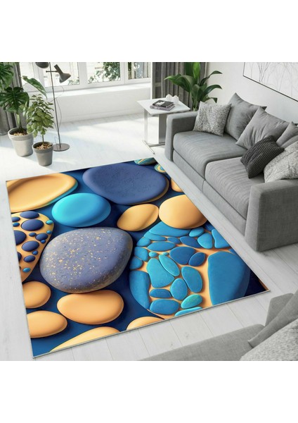 Dijital Baskı Dekoratif Kaymaz Taban Yıkanabilir Halı