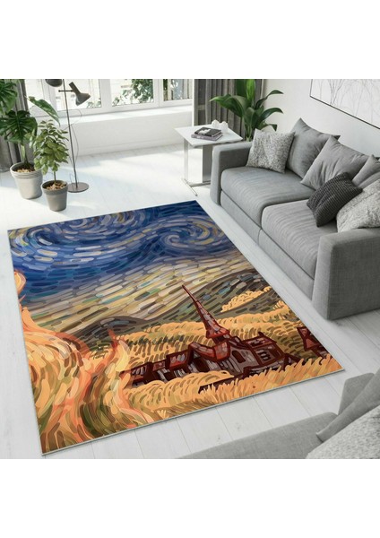 Dijital Baskı Dekoratif Kaymaz Taban Yıkanabilir Halı