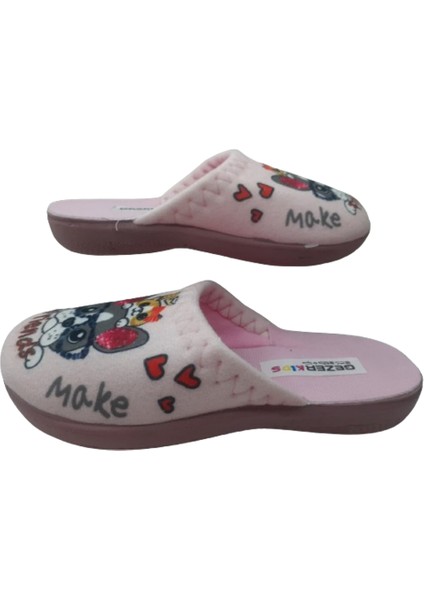 Kız Çocuk Pembe Kedi Köpek Figürlü Ev Içi Terlik GZRR62-028