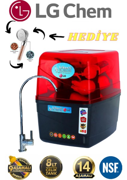 C Plas Pompasız Lg Mebran 11 Aşamalı Su Arıtma Cihazı 3 Ön Filitre + Musluk+Duş Başlığı