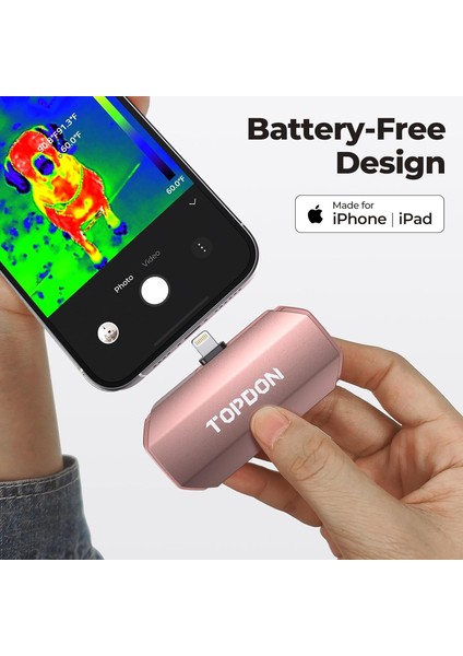 TC002 Ios Için Termal Kamera 256 x 192 Ir Yüksek Çözünürlük - Pembe