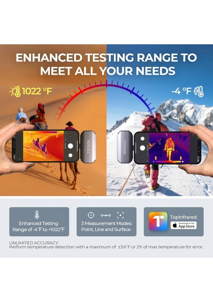 TC002 Ios Için Termal Kamera 256 x 192 Ir Yüksek Çözünürlük - Gri