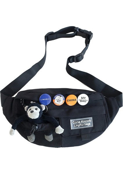 Crossbody Çanta Omuz Gündelik Bel Çantası Siyah (Yurt Dışından)