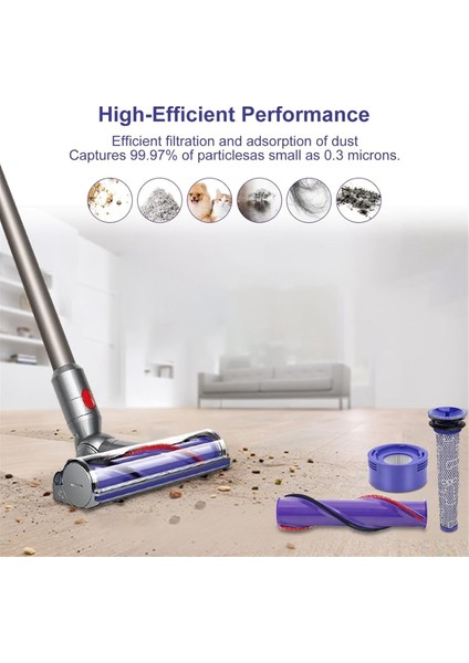 Dyson V7 V8 Kablosuz Çubuk Vakum Süpürge Filtre ve Silindir Fırçası, Bölüm 96561-01 ve 967478-01 Için Filtre Değiştirme (Yurt Dışından)