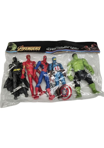 Ethem Oyuncak 5'li Süper Kahramanlar Pvc Oyun Seti 2156-P5, Hulk Ironman Captain America Spiderman Batman