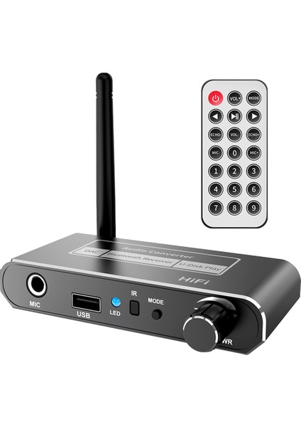 Kablosuz Hıfı Dac Dönüştürücü Bluetooth 5.2 Alıcı Ses Koaksiyel R/l 3.5mm Aux Adaptörü U Disk Oynatma Mic ile (Yurt Dışından)