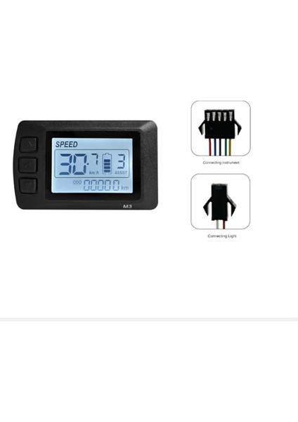 Ebike Lcd-M3 Ekran 24V36V48V Sm Konnektör Konnektör Ekranı Elektrikli Bisiklet Için Uygun Akıllı Kontrol Paneli (Yurt Dışından)