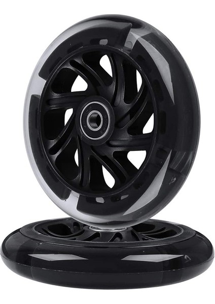 1 Çift 120MM Çocuk Scooter'ı LED Işıkları Yanıp Sönen Tekerlekler Rulmanlar ile Ön/arka LED Yanıp Sönen Scooter Tekerlekleri, Siyah (Yurt Dışından)