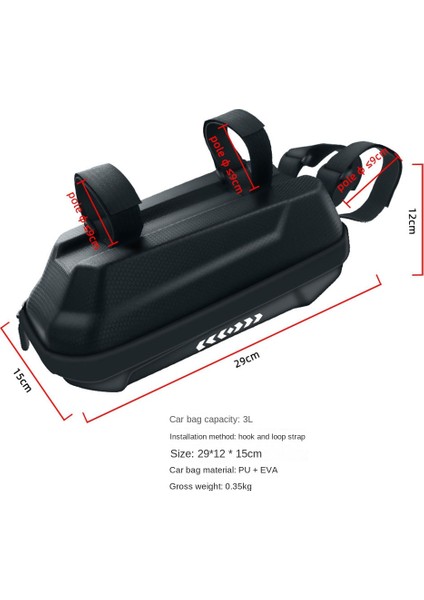 Elektrikli Scooter Ön Çanta Su Geçirmez Eva Sert Kabuk Çanta Yansıtıcı Gidon Asılı Çanta Saklama Çantası 3l (Yurt Dışından)