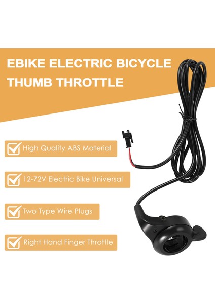 Ebike Elektrikli Bisiklet Başparmak Gazı, FT-21X Parmak Gaz Kelebeği Hızlandırıcı, Ebike Cep Jiletli Scooter Aksesuarları Parçası Için Hız Kontrolü, 12-72 V Evrensel (Yurt Dışından)