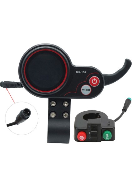 Kugoo M4 Elektrikli Scooter Için MR-100 LCD Ekran Ölçer Kontrol Paneli 6pin + Anahtar Düğmesi (Yurt Dışından)