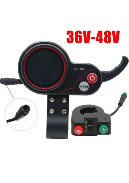Kugoo M4 Elektrikli Scooter Için MR-100 LCD Ekran Ölçer Kontrol Paneli 6pin + Anahtar Düğmesi (Yurt Dışından)