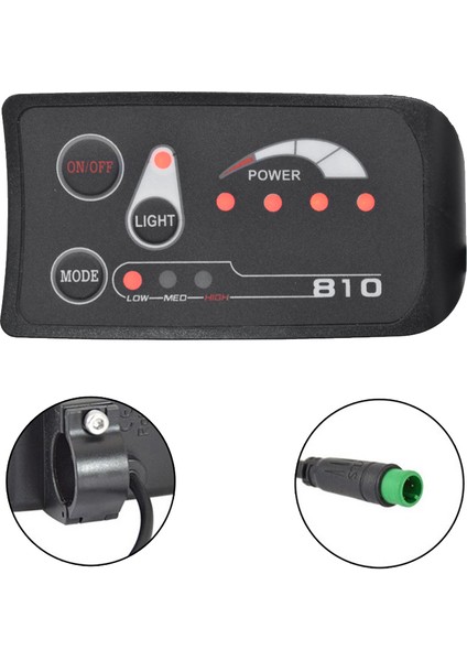 6pın S810 E-Bisiklet Metre LED Ekran IP65 36V Uart Elektrikli Bisiklet Elektrikli Bisiklet Metre (36V) (Yurt Dışından)