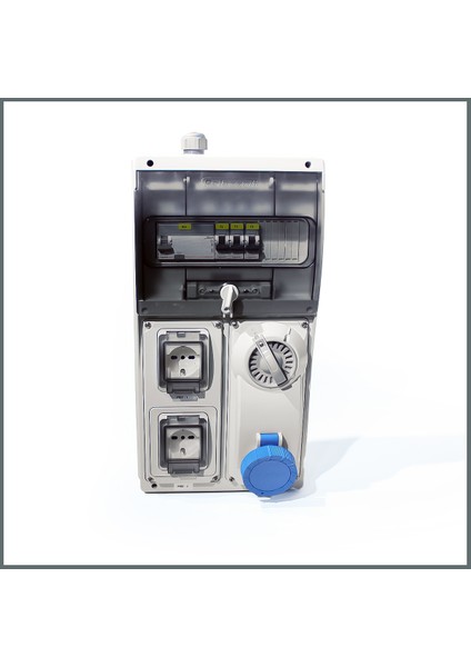 IP66 Kombinasyon Panosu 2 Ad. Schuko 16A, 1 Ad. 3X16A Kilitli P.
