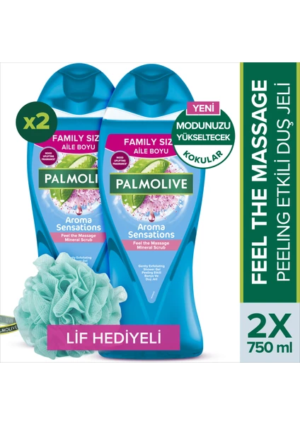 Aroma Sensations Feel The Massage Banyo ve Duş Jeli 750 ml x 2 Adet + Duş Lifi Hediye