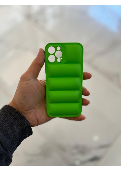 Apple iPhone 12 Pro Uyumlu Şişme Puffer Silikon Kılıf Yeşil