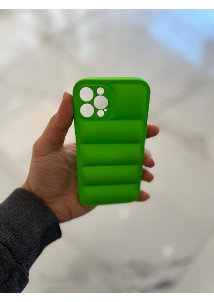 Apple iPhone 12 Pro Uyumlu Şişme Puffer Silikon Kılıf Yeşil modelleri